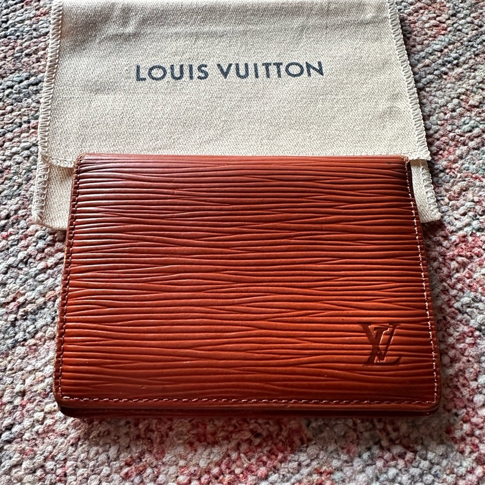 LOUIS VUITTON EPI card case with storage bag 💎Authentic